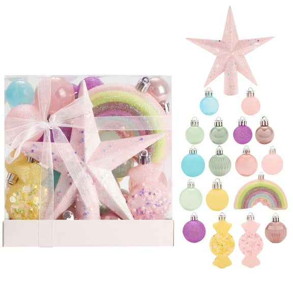 40 Pcs Macaron Color Christmas Ball Ornaments, 3Cm For Tree Decoration, Assorted Pastel Colors, Festive Set