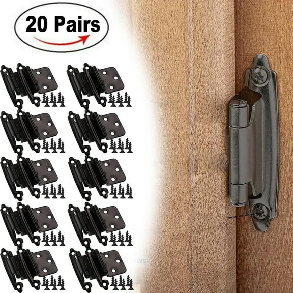 40 Pcs Matte Black Cabinet Hinges Overlay Self Closing for Kitchen Cabinet Door