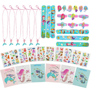 40 Pcs Mermaid Party Favors Girls Birthday Supplies for 6 Guest Mermaid Tail Necklace Bracelet Rings Bags Filler Kit Gift Style Random