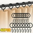 thumbnail image 1 of 40 Pcs Metal Curtain Drapery Rings & Hooks, 30 mm Internal Diameter, Black Curtain Hooks for Drapes, Internal Diameter for Window, 1 of 8