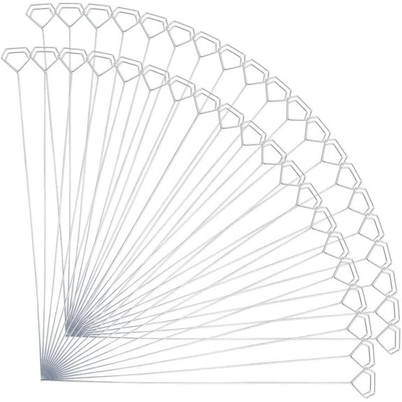 40 Pcs Metal Floral Place Card Holder Picks Metal Wire Gift Card Holder Clips Sticks Diamond Shaped Cards Picture Photo Centerpieces for Bouquets Wedding Parties Flower 1.22x13 Inch Mixed Color