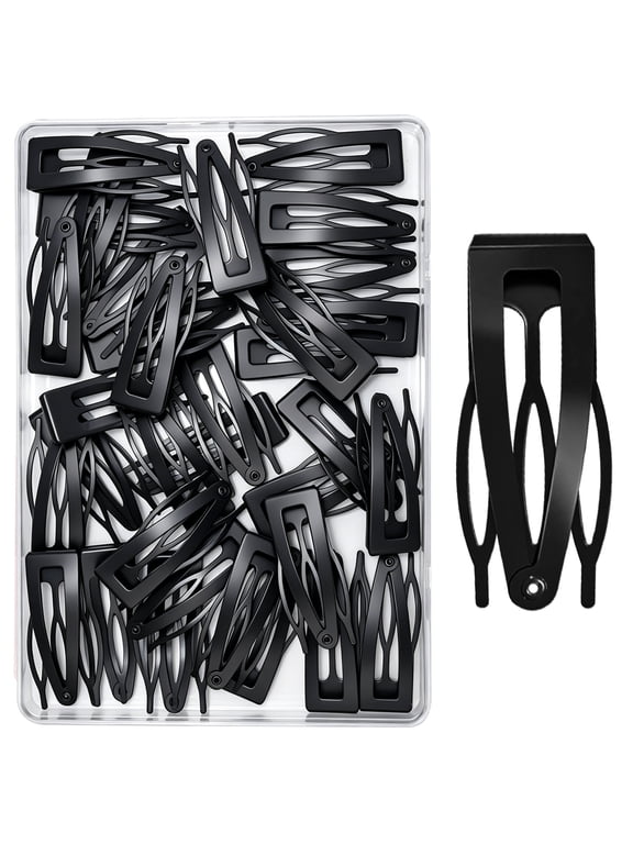40 Pcs Metal Snap Hair Clips for Women & Girls, Double Grip 3-Tooth Barrettes, Small Black Non-Slip Clips Suitable for Thick & Fine Hair, Daily Styling