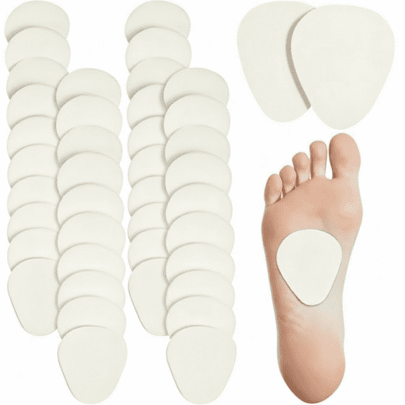 40 Pcs Metatarsal Pads for Men Women 1/4 Inch Thick, Ball of Foot Pain Relief Cushions, Forefoot and Sole Support, Felt Metatarsal Foot Pads, Pain Relief Forefoot Support Inserts(White)