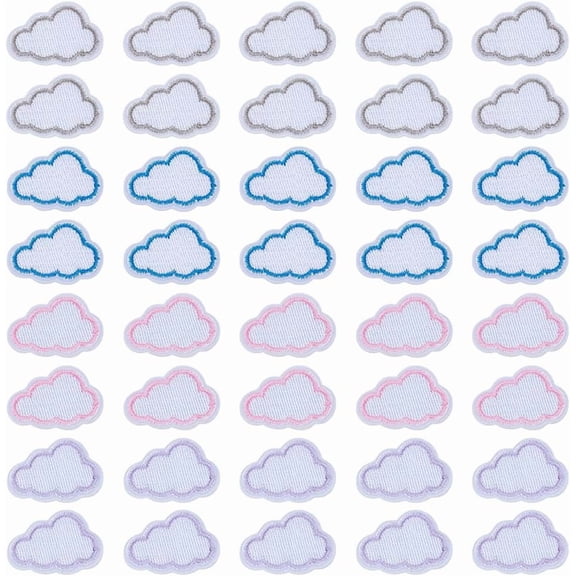 40 Pcs Mini Cloud Iron on Patches with Colorful Edge Cloud Shape Embroidered Applique DIY Iron on/Sew on Applique Repair Patch for Clothing Backpacks Caps DIY Craft Decoration Colorful