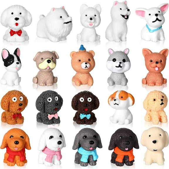 40 Pcs Mini Dog Figurines Toy Realistic Little Puppy Figures Educational Dog Animals Toys Miniature Mini Glow in The Dark Resin Animals for Birthday Christmas Easter Cake Topper Decor(Cute)