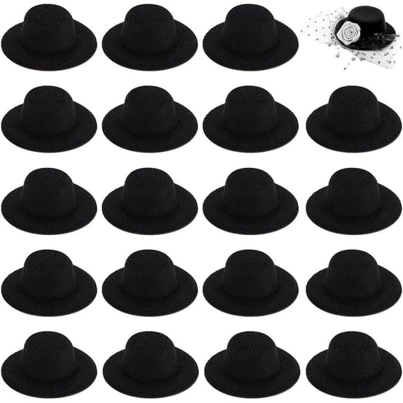 40 Pcs Mini Top Hat 1.6 Inch Tiny Clown Hat Snowman Hats for Crafts and Miniatures Snowman Cristmas Crafts Black