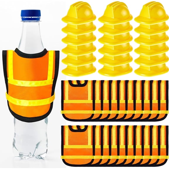 40 Pcs Miniature Construction Party Decorations include 20 Mini Safety Hats 20 Mini Safety Vests Construction Themed Birthday Party Favors Cupcake Topper Supplies