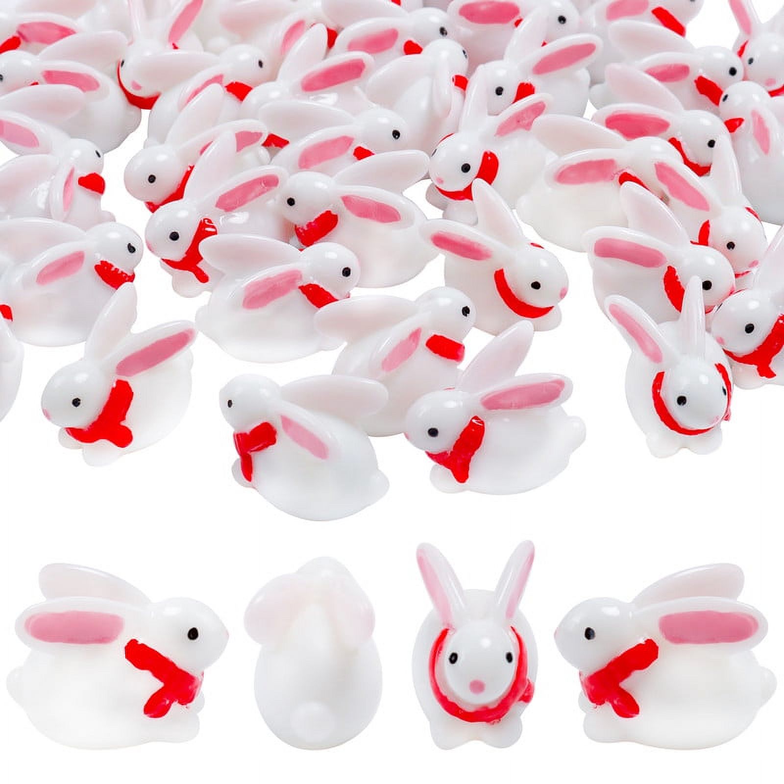 3x Miniature Bunny Rabbit Figurines Ceramic Statue Farmhouse Home ...