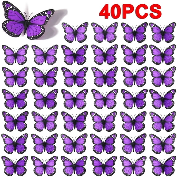 40 Pcs Monarch Butterfly Wall Decorations Butterflies for Crafts Butterflies Wall Decor for Room Wedding Party (4.72'')
