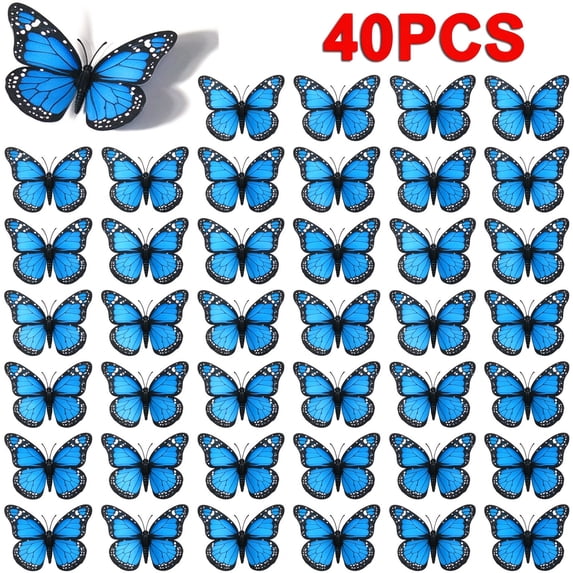 40 Pcs Monarch Butterfly Wall Decorations Butterflies for Crafts Butterflies Wall Decor for Room Wedding Party (4.72'')