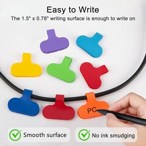 40 Pcs Multi Color Cable Labels, Oval Wire Labels for Electronics, Computer & Industrial Cable Management and Identification, Durable Cord Tags with Writable Surface in 8 Assorted Colors(1.5" x 0