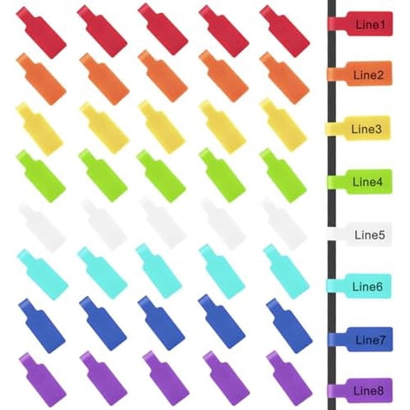 40 Pcs Multi Color Cord Labels Tags, Writable Rectangular Wire Labels for Electronics, Computer & Industrial Cable Management and Identification, Durable Cable Tags in 8 Assorted Colors(1.77" x 0