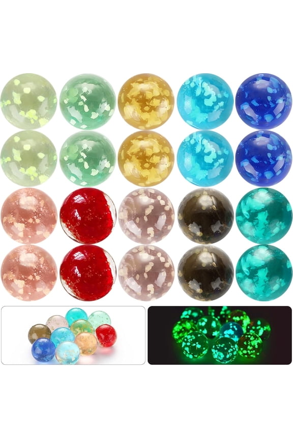 40 Pcs Multi-Color Luminous Marbles,Glow in The Dark Marbles,Colorful Glass Marbles,for Marble Games, DIY and Home Decoration (Random Color)