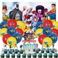 thumbnail image 1 of 40 Pcs For MultiVersus Theme Birthday Party Decoration Set - Includes Happy Birthday Backdrop Decorations, Cupcake Toppers, and Balloons for Celebrations, 1 of 5