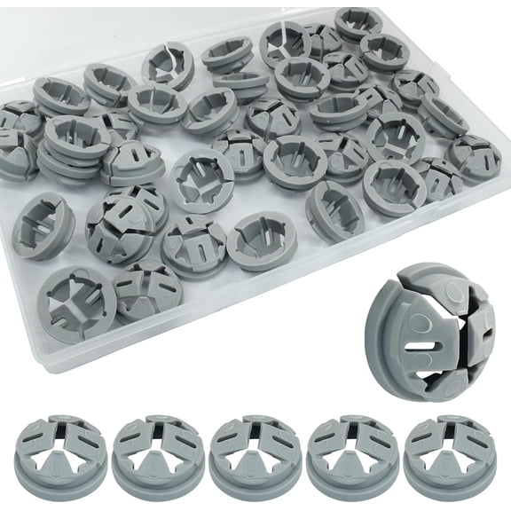 40 Pcs Non-Metallic Button Push-in Cable Connector, 3/8 Trade Size , Fits 1/2 Inch Knockouts (Gray)