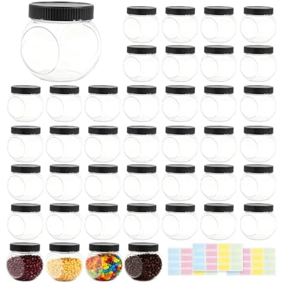 40 Pcs Plastic Candy Jars with Lids 8.5 oz Kitchen Wide Mouth Storage Containers Clear Snacks Jars Bulk for Coffee Cookie Buffet Party$$Home Decor, Kitchen, & Other