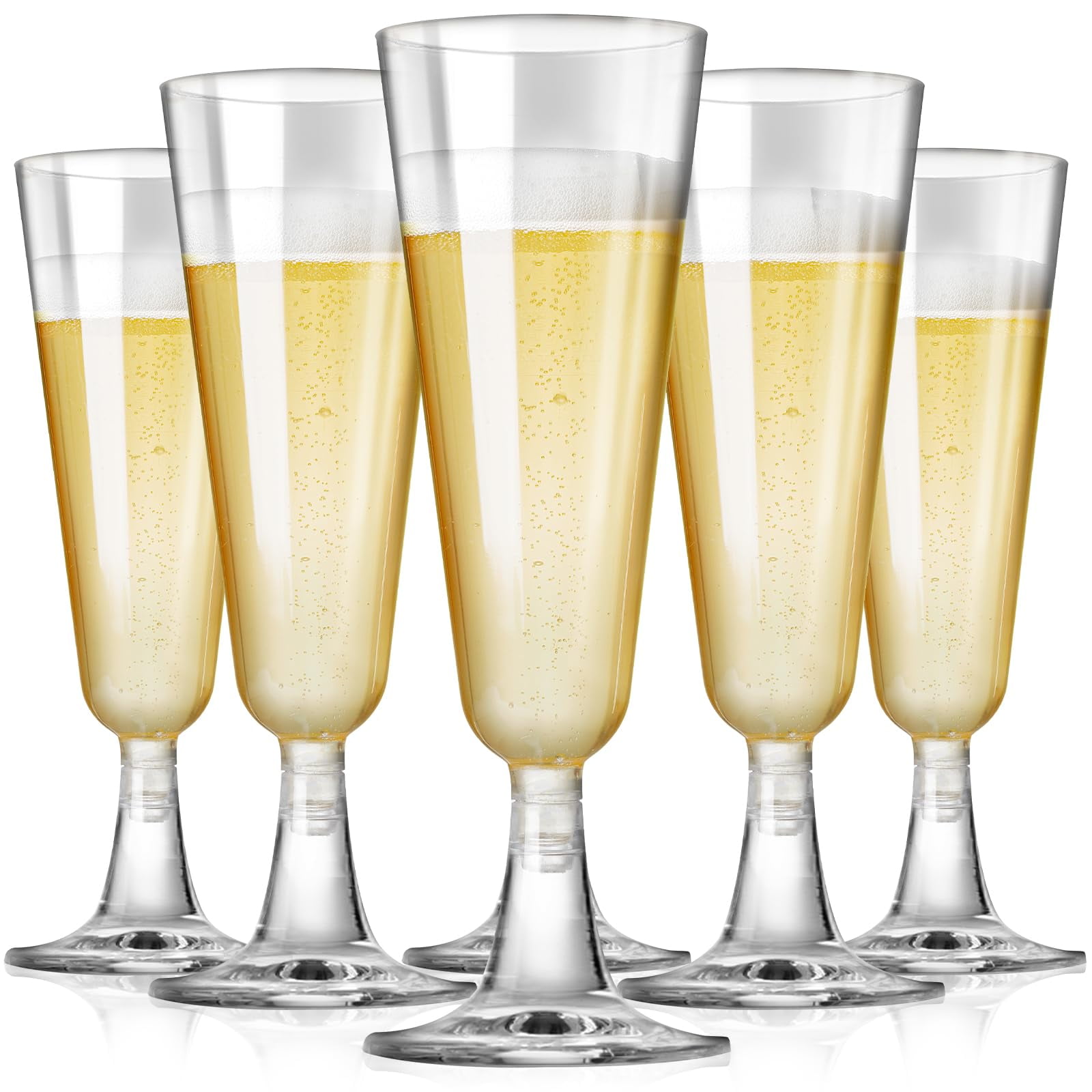 40 Pcs Plastic Champagne Flutes Gold Glitter Disposable Mimosa Glasses Sparkle Clear Acrylic Wedding Toasting Cocktail Cups Bulk for Bridal Shower Birthday Party Supplies