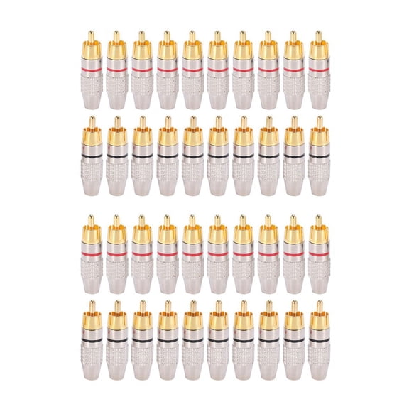 40 Pcs RCA Plug Audio Video Locking Cable Connector Gold Plated
