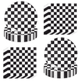 thumbnail image 1 of 40 Pcs Race Car Plates and and Napkins - Black and White Checkered Birthday Decorations Tableware, Racing Cars Dinner Dessert Paper Plates Checkered Flag Napkins Set for Race Car Sport Party Supplies, 1 of 9