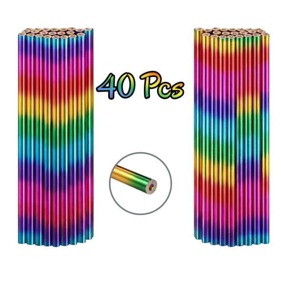 40 Pcs Rainbow Colored Pencils Bulk Set 4 Color in 1 Art Pencils for Creative Activities, 17.5cm Long