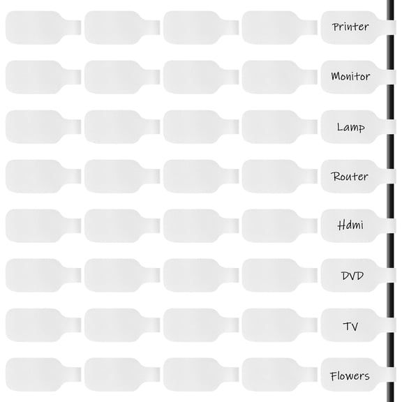 40 Pcs Reusable Cable Cord Wire Labels, Labels Tags Easy Write-On Cables Markers with Hook Loop Closure, Tear-Resistant Nylon for Organizing Electronics, Home, Office (White)