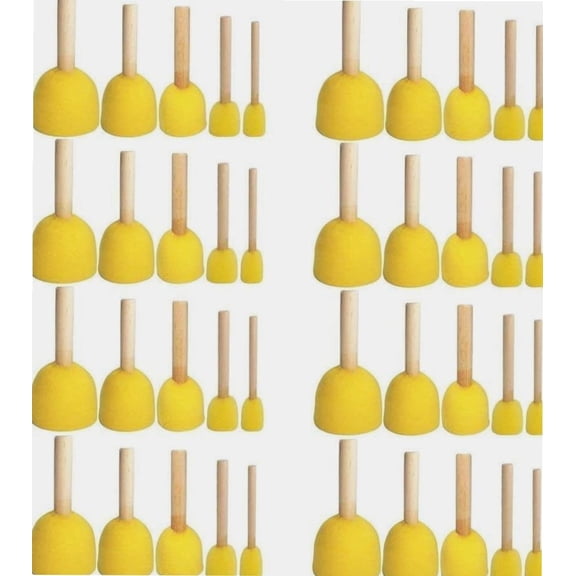 40 Pcs Round Stencil Sponge Wooden Handle Foam Brush Furniture Art Crafts Painting Tool Supplies Painting Stippler Set DIY Painting Tools in 5 Sizes for Kids