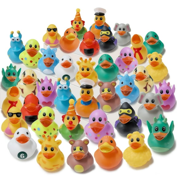 40 Pcs Rubber Ducks, Random Assortment Mini Bulk Floater Duck Toys, Kids Baby Bath Pool Toys, Birthday Gifts, Party Favors for Toddlers 1-3