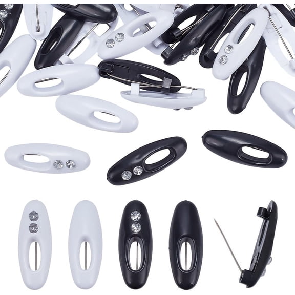 40 Pcs Scarf Safety Pins 4 Styles Plastic Cover Pins Oval Safety Pin Hijab Pins Clip for Safety Locking Clothes Brooch Pins Scarf Clips White Black 1.45x0.5x0.2inch