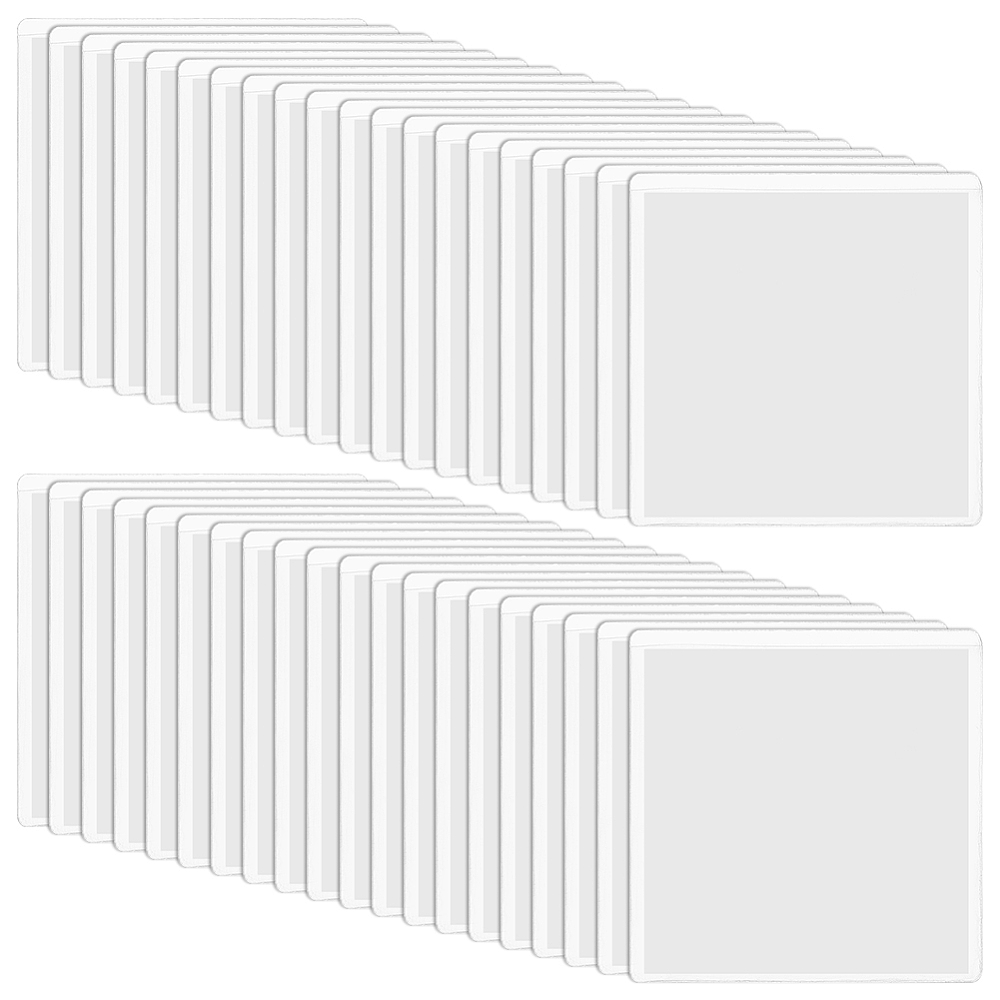 Pocket Label Card 40 Pcs Self-Adhesive Label Holder 3.9x3.9 Inch Clear Index Card Pockets ...