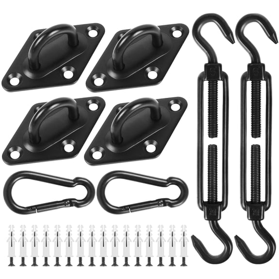 40 Pcs Shade Sail Hardware Kit, 5 Inch Stainless Steel Turnbuckles, Black Installation Accessories for Triangle & Rectangle Sun Shade Sail