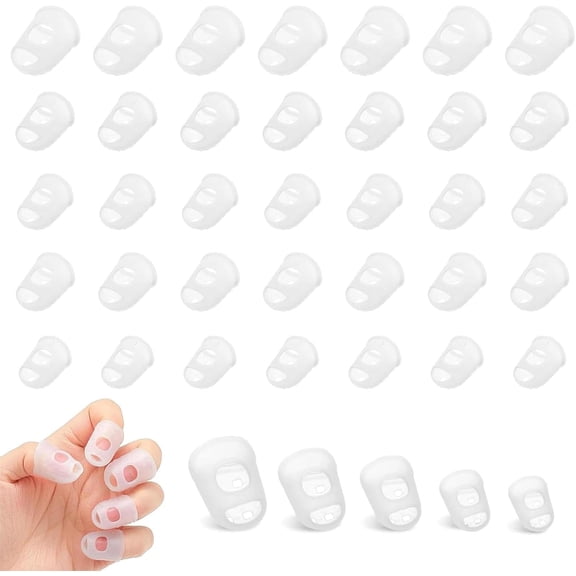 40 Pcs Silicone Guitar Fingertip Protectors, Anti-Slip Fingertips Protector Pads, Breathable Silicone Finger Protector Covers Guard for Paper Turning Crafts Money Counting Guitar Playing