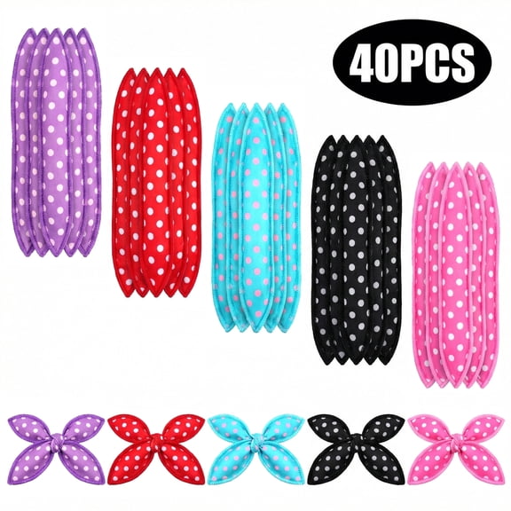 Hair Rollers, 40pcs Soft Sponge Curlers, Polka Dot Rollers, Hair Wraps