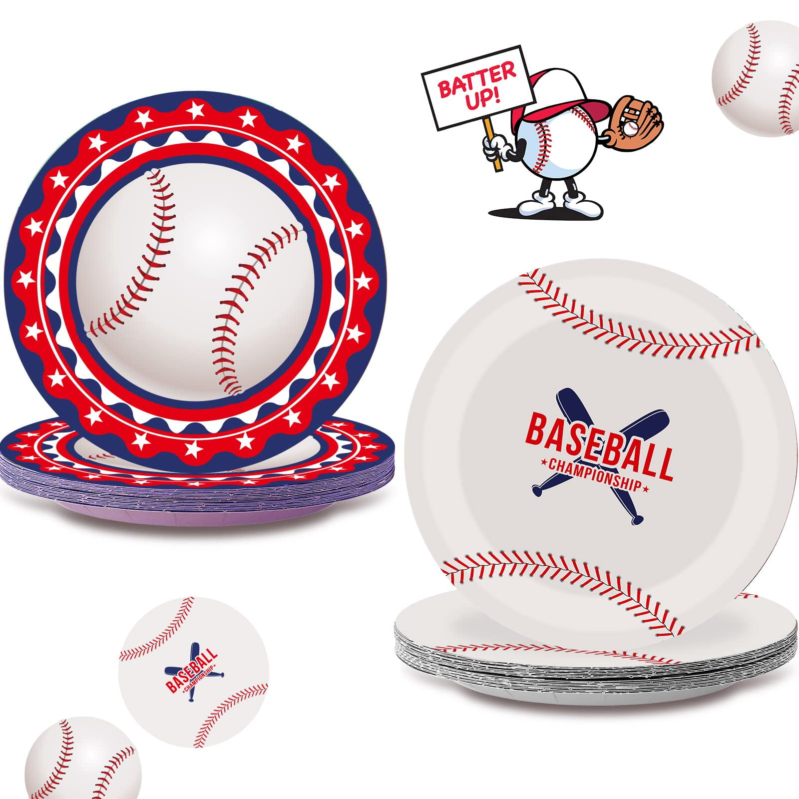 40 Pcs Sport Paper Plates Football Baseball Soccer Volleyball Party