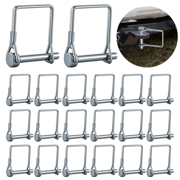 40 Pcs Square Locking Pins, Galvanized Steel Wire Trailer Hitch Pin Set, 0.24 x 1.57 in Safety Shaft Coupler Pin with D-Ring, Anti-Rust Fastener for Trailers, Farms, Lawns, Gardens