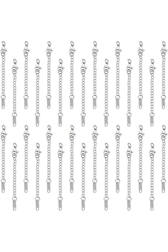 40 Pcs Stainless Steel Chain Extender 64~80mm Chain Extension Necklace Bracelet Extender Chain Pendant Anklet Chain Extenders Tails Chain