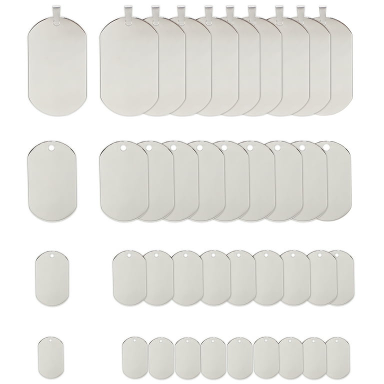40 Pcs Stainless Steel Dog Tag Pendants 4 Sizes Shield Shape