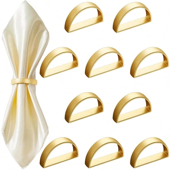40 Pcs Stainless Steel Napkin Rings Festival Metal Napkin Ring Holders Modern Serviette Buckles Metallic Adornment For Table Settings Kitchen Dinner Party Wedding Matte Gold Semicircle