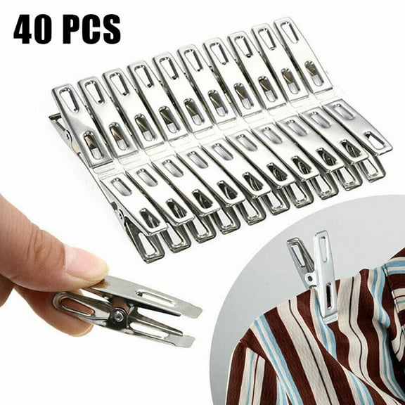 40 Pcs Stainless Steel Spring Clips Clothes Photo Paper Peg Pin For Craft Metal Clips Laundry Pack Household Storage Set