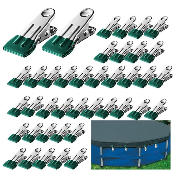 40 Pcs Swimming Pool Cover Clamps-Multifunctional Swimming Pool Above Ground Stainless Steel Clothes Pins For Above Ground Swimming Pools Towel Spring