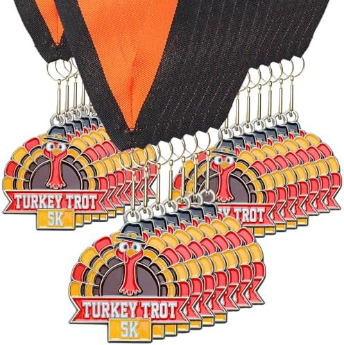Crown Awards Turkey Medals - 2" Gold Diecast Medals For Turkey Trot Races & Thanksgiving Events (2 Pack)