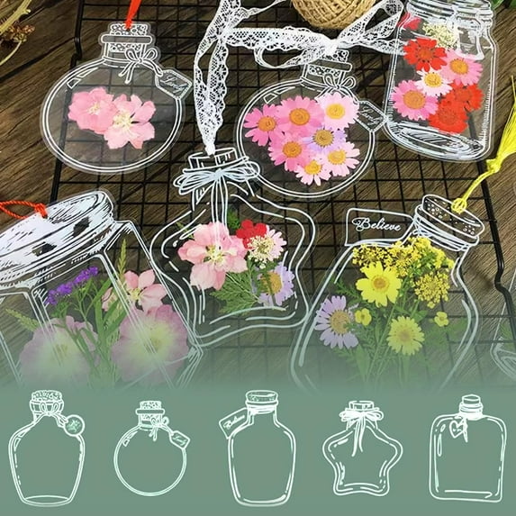 40 Pcs Transparent Dried Flower Bookmarks, 2025 Handmade DIY Bookmarks Without Dried Flowers, Cute Clear Bookmark Kit for Pressed Flowers Page Clips Bookmark (A)