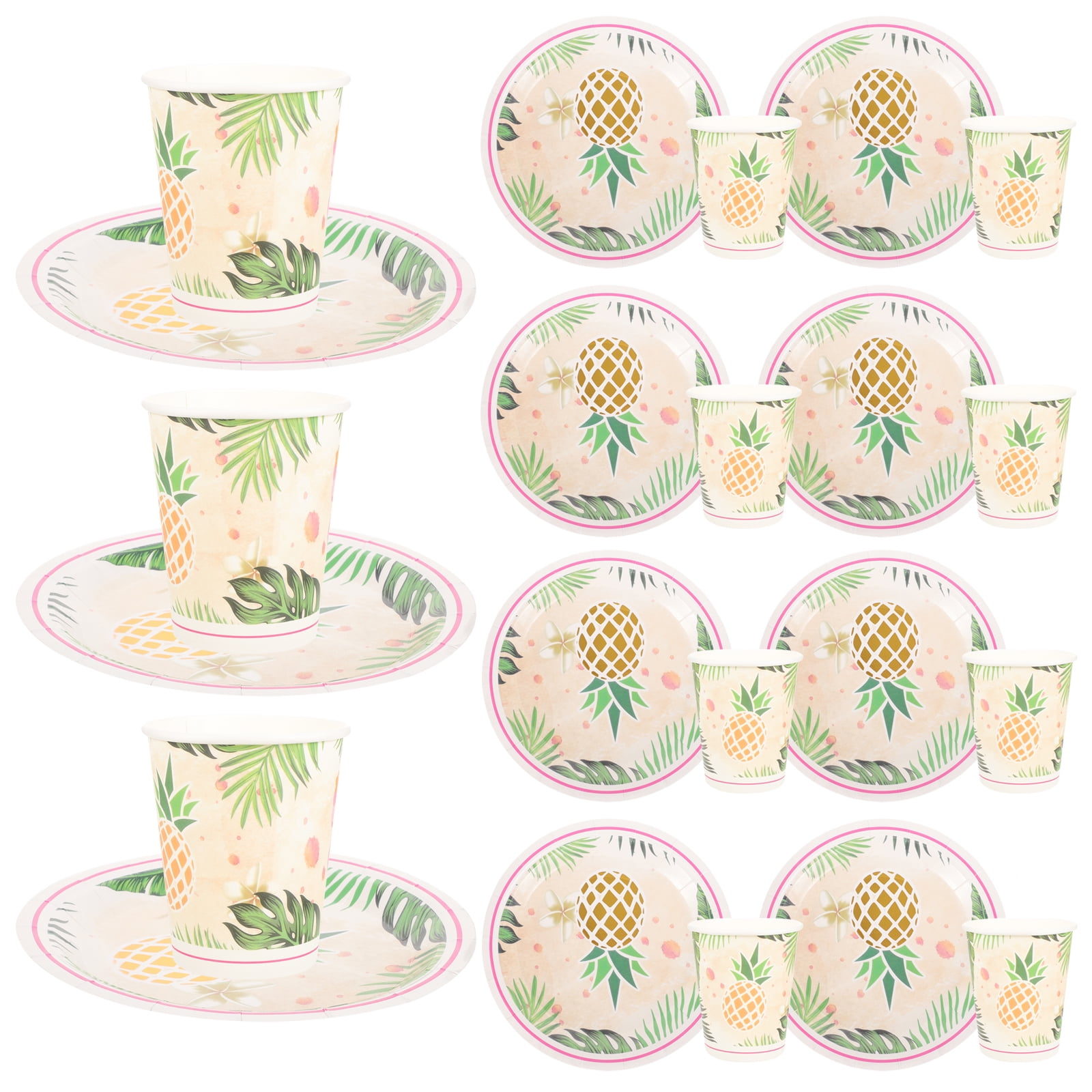 40 Pcs Tropical Party Supplies Decorations Paper Cups Disposable