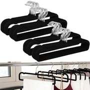 40 Pcs Velvet Pants Hangers, Black Non-skid Velvet Hangers, Space Saving Slim Clothes Hangers with 360  Swivel Hook, Flocked Hangers for Skirts, Pants, Dresses, Tank Tops, Bras