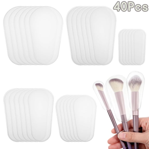 40 Pcs Waterproof Makeup Brush Covers Tutuviw 5 Sizes Dustproof Cosmetic Brush Protectors for Travel Storage Daily Use Lightweight Durable Dust-Proof Plastic Brush Sleeves