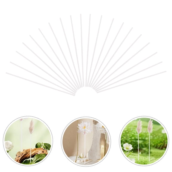 40 Pcs White Floral Stem Wire Decoration Dots for Flower Pole Crafting and Arrangement