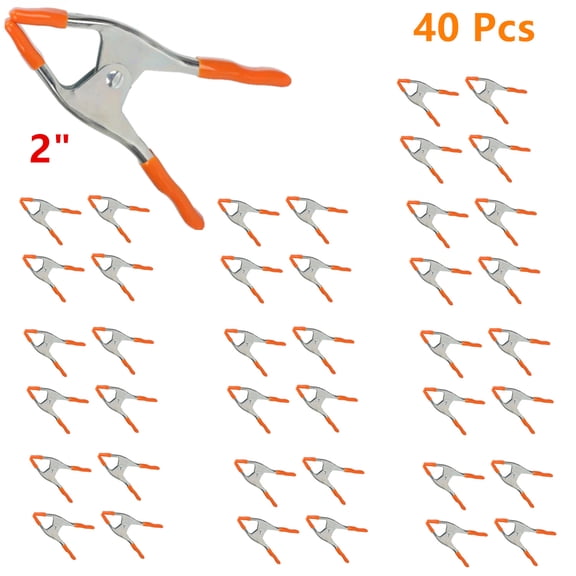 40 Pcs of 2" inch Orange Heavy Duty Metal Spring Clamps, Small Tool Clip Jaw Opening