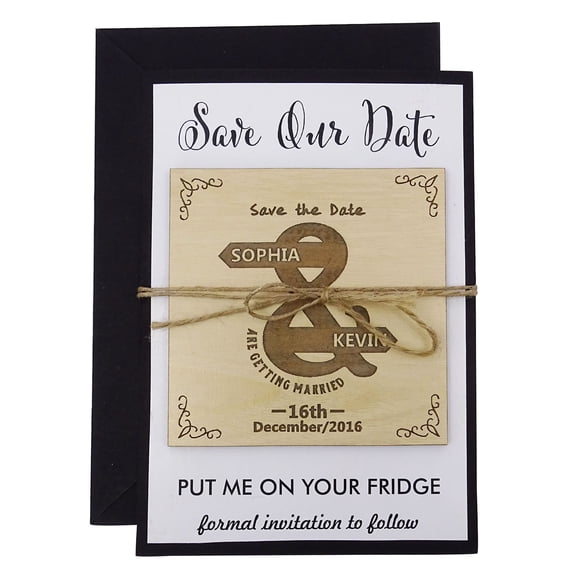 40 Personalized Save the Date Wooden Magnet Custom Engraved Wooden Magnet Rustic Wedding Announcements Idea
