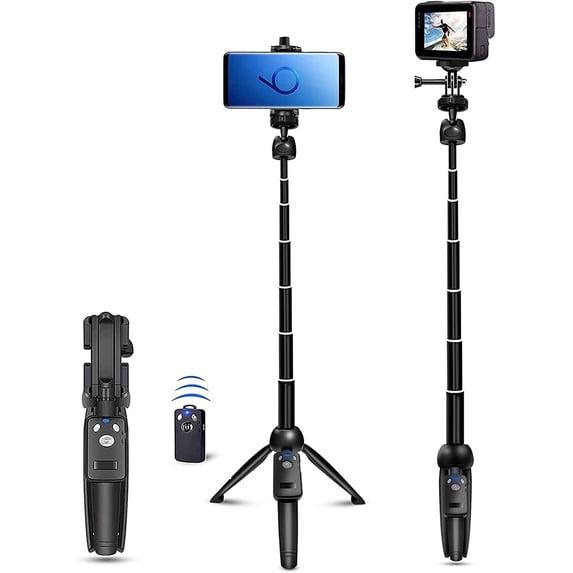 TiokMc 40" Phone Tripod with Wireless Remote, Extendable Selfie Stick Stand, 360° Rotating Phone Holder, Compatible with iPhone, Android & Samsung