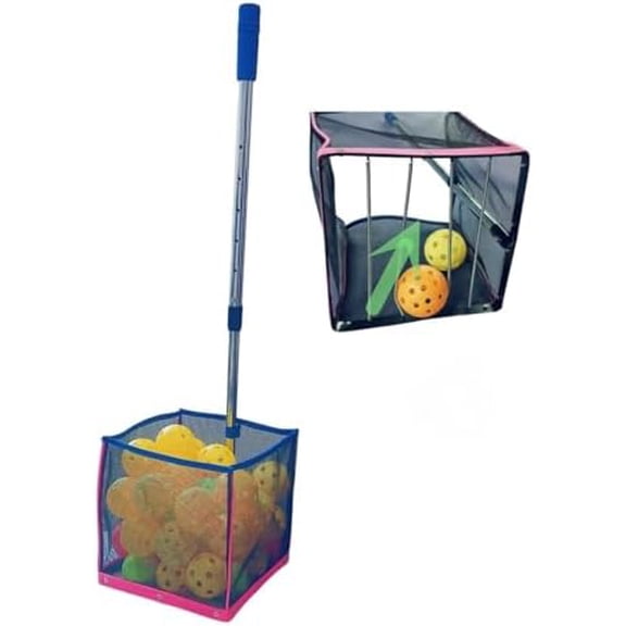 (40+) Pickleballs Capacity Ball Pick-Up Collector - Large-Capacity Hopper for Tennis/Baseball, Hollow Container, No-Bend Training Storage Tool$$Sport & Recreation Other