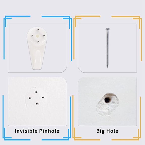 40 Picture Hangers, Concrete/Plaster/Hard Wall Hooks, for Hanging Pictures, Tapestries, Clocks and Heavier Weights